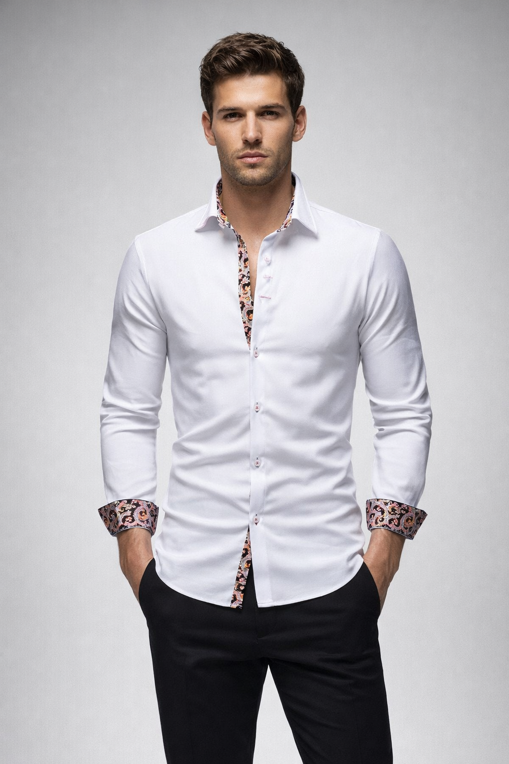 Distinct Shirt Long Sleeve Paisley Print