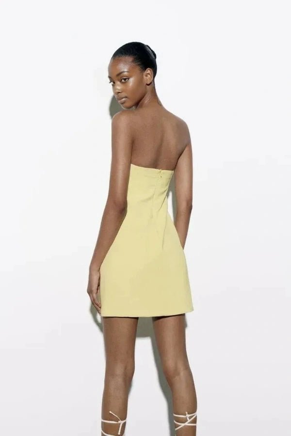 women's a-line dress with a plunging neckline and cutout