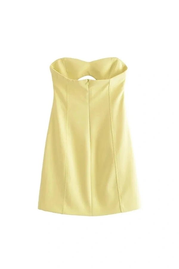women's a-line dress with a plunging neckline and cutout