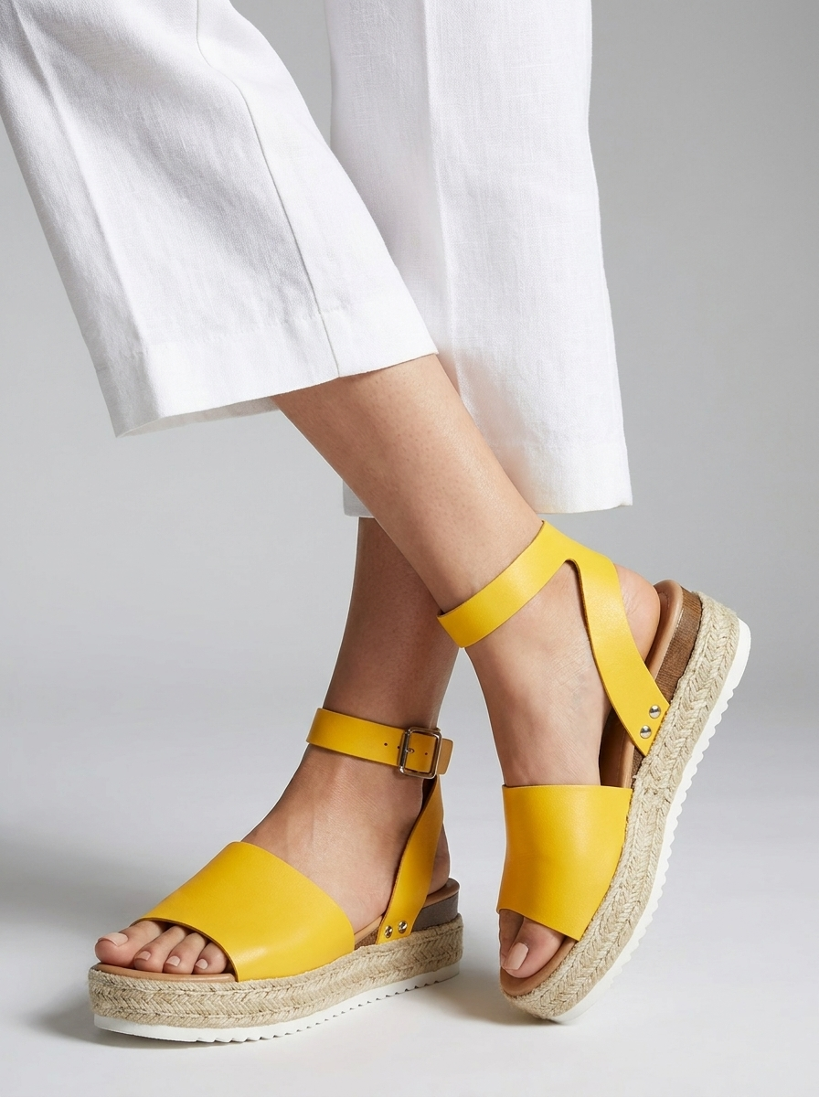 Platform Espadrille Sandals with Ankle Strap