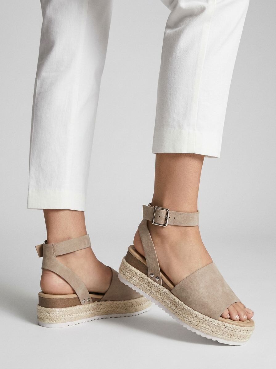 Platform Espadrille Sandals with Ankle Strap