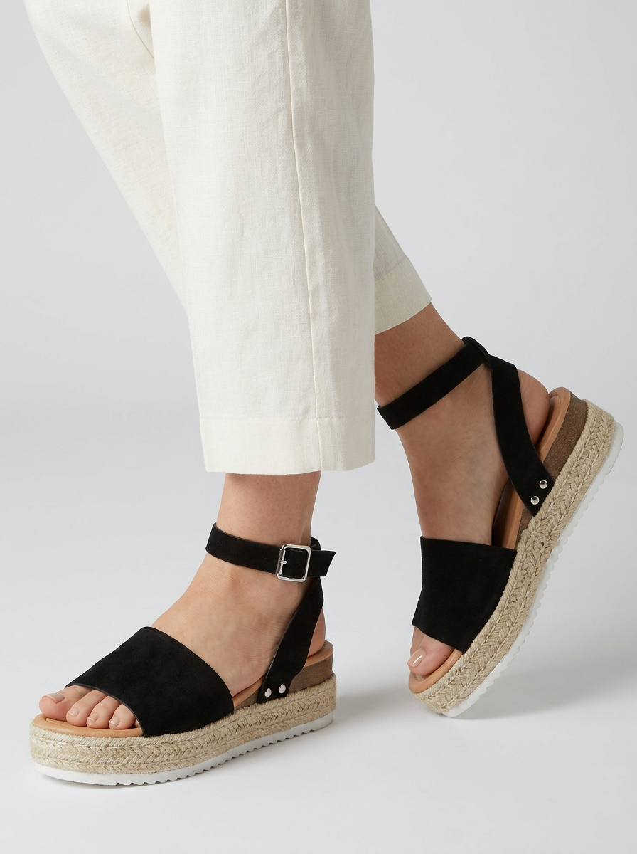 Platform Espadrille Sandals with Ankle Strap