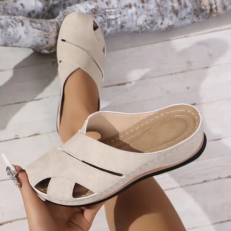 Women's black slip-on mule sandals with cushioned sole and open toe