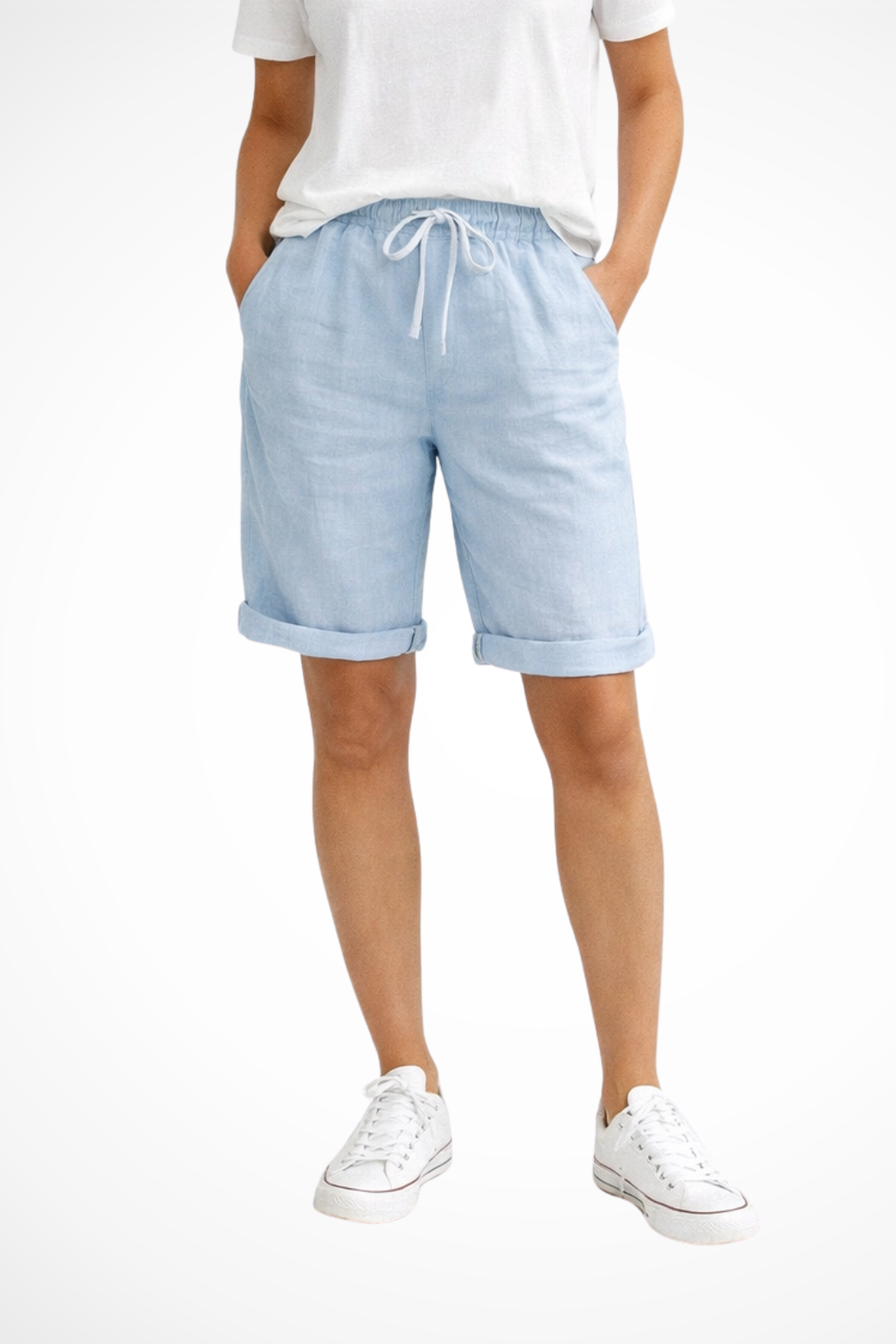 Women's relaxed linen capri trousers with drawstring waist