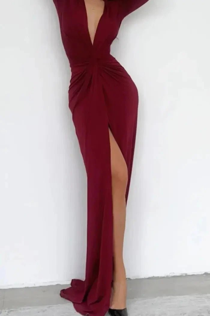 Women's blush pleated a-line midi dress with a v-neck