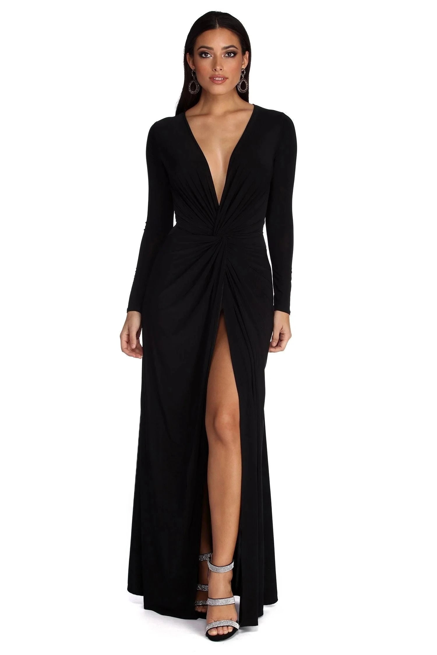 Women's white pleated a-line midi dress with a v-neck