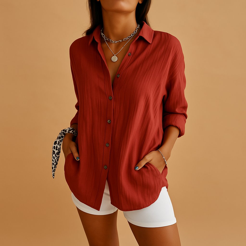 Blouse Long Sleeve Relaxed Fit Button Down 5