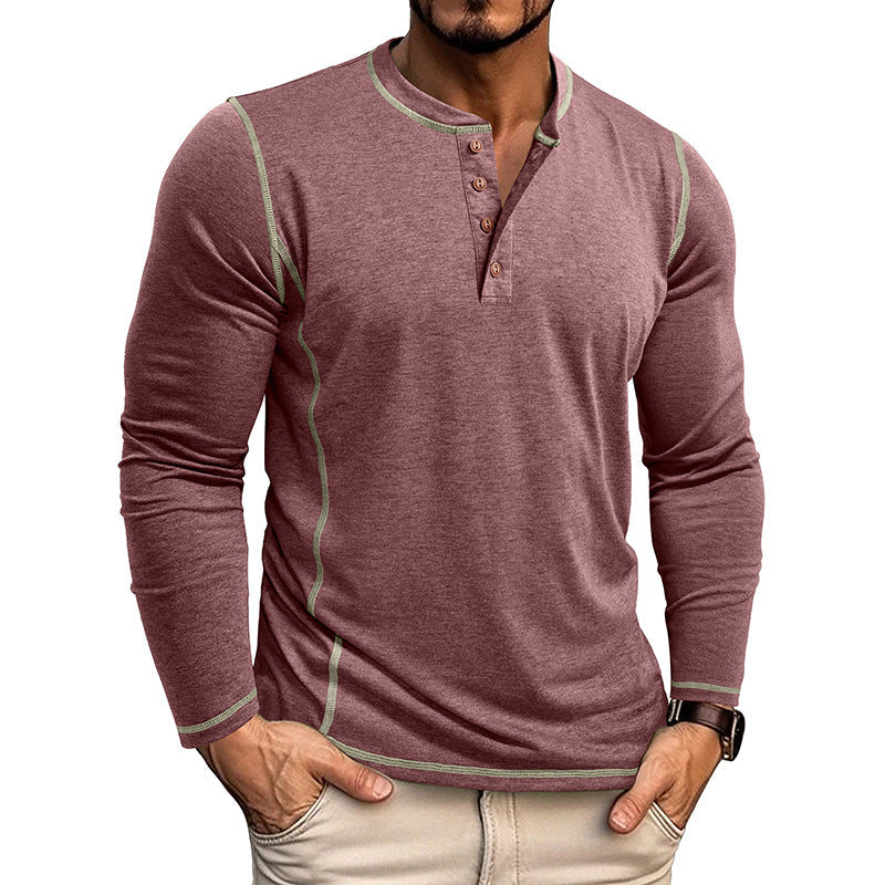 Men's khaki classic long-sleeve shirt