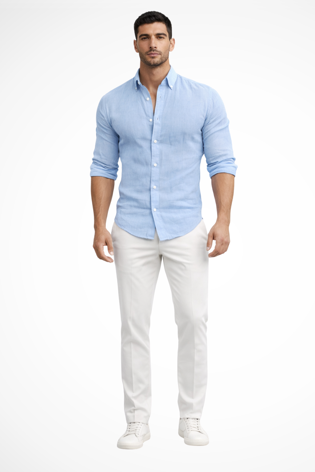 Men's loose fit long sleeve cotton summer shirt
