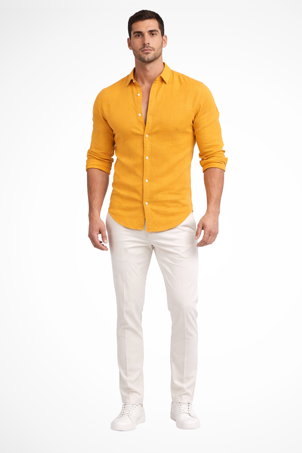 Men's loose fit long sleeve cotton summer shirt