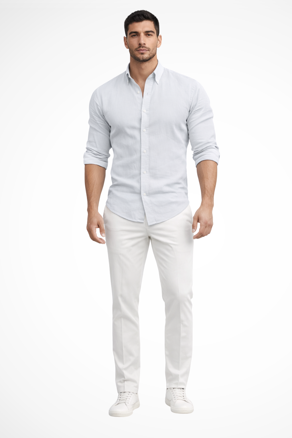 Men's loose fit long sleeve cotton summer shirt