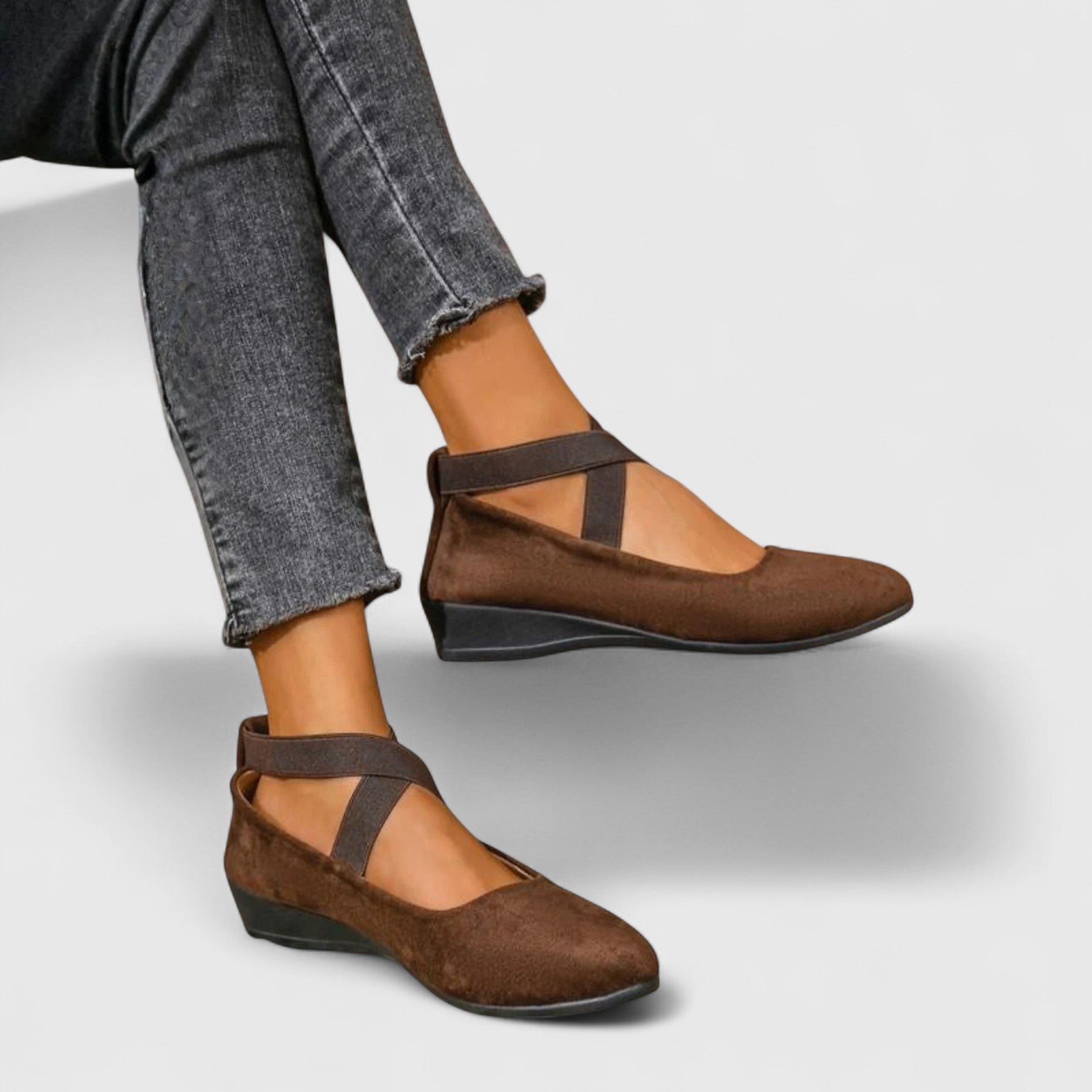 Chic Comfort Wedge Ballet Flats With Ankle Strap 2
