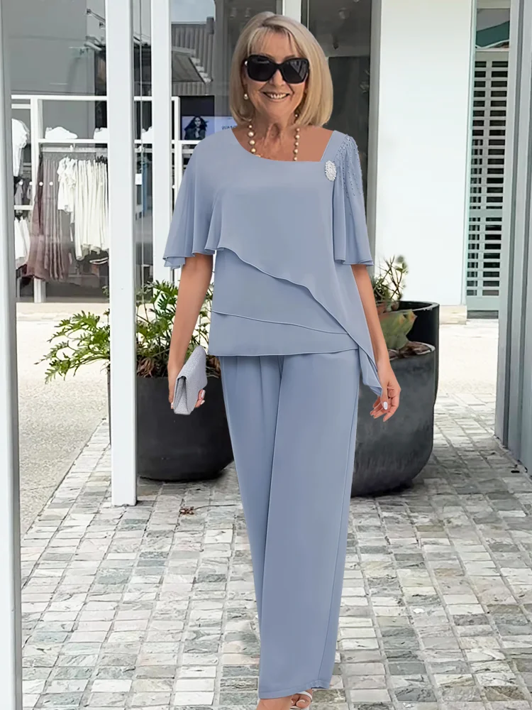 Chic Navy Two Piece Set With Layered Top 2