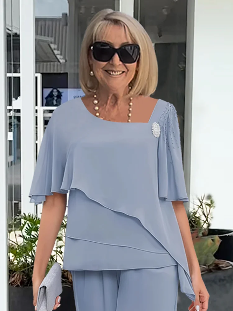 Chic Navy Two Piece Set With Layered Top 4
