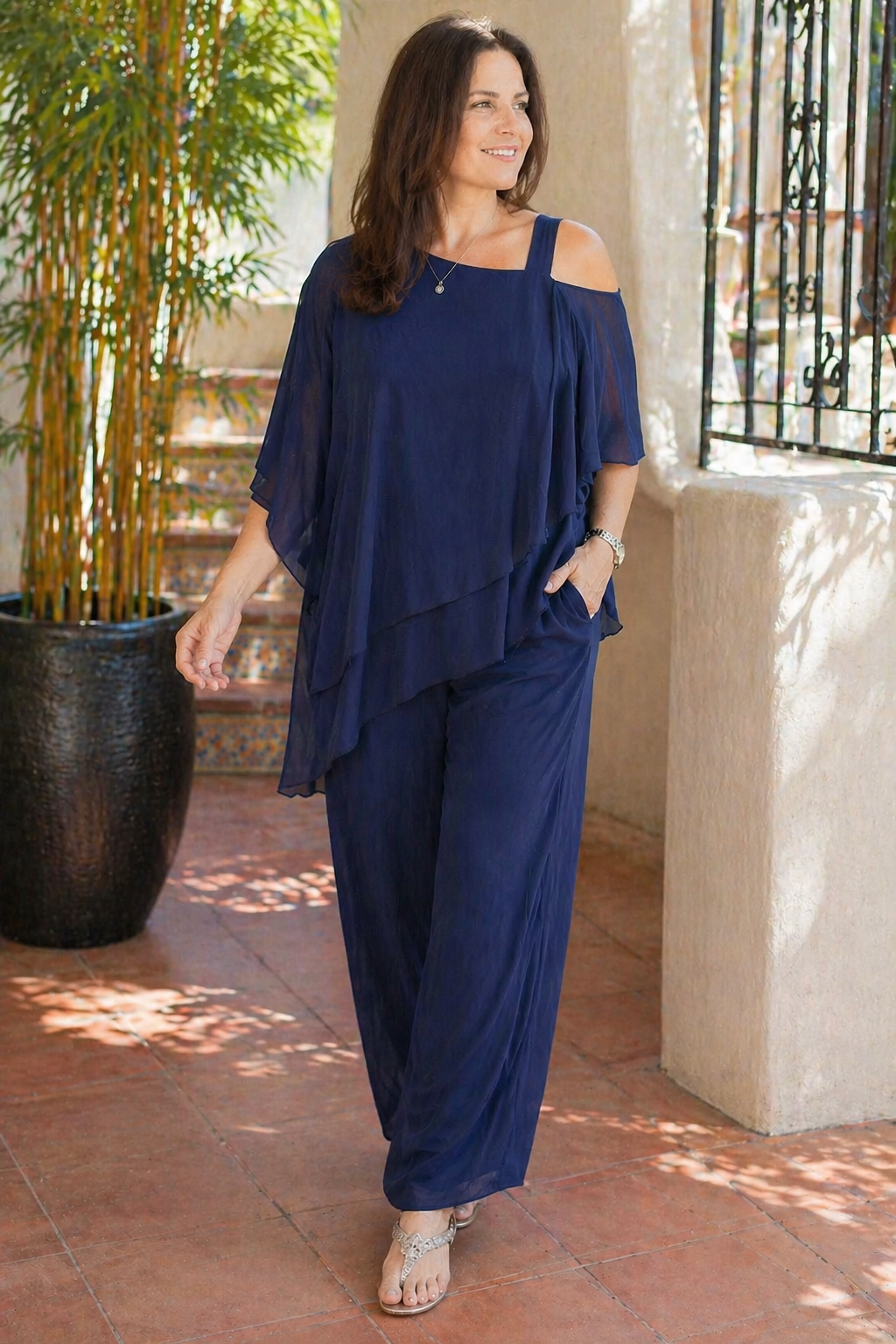 Chiffon Two Piece Set With Asymmetrical Top 3