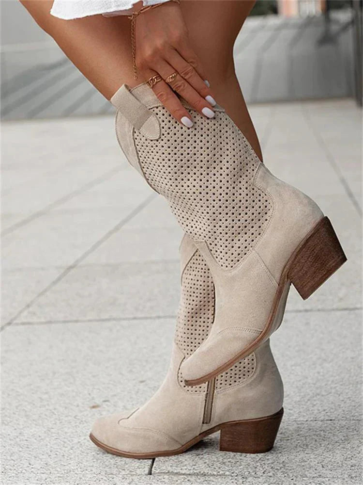 Cowboy Boots Medium Heel Side Zipper Design 4