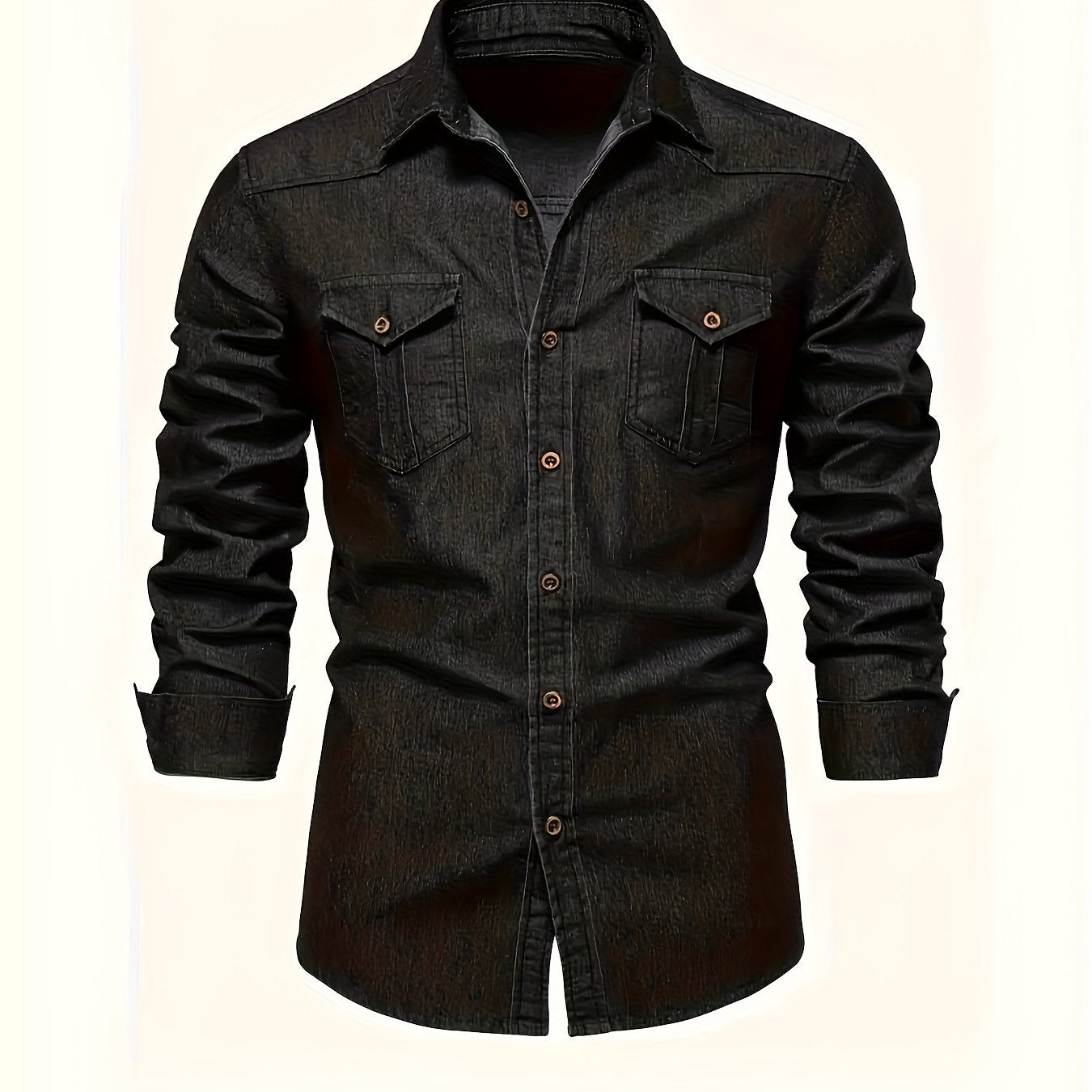Men's light blue long-sleeve denim western shirt