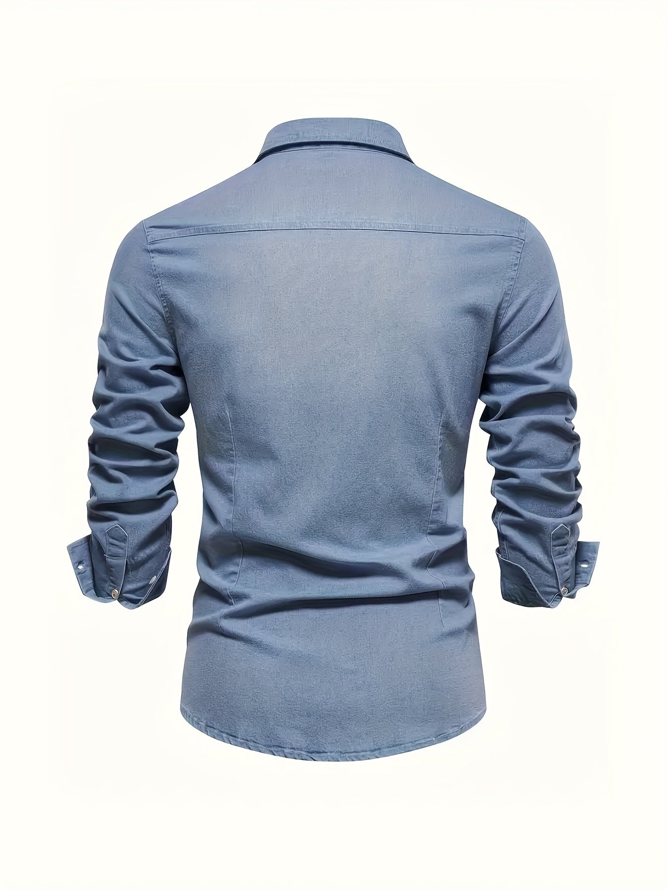 Men's light blue long-sleeve denim western shirt