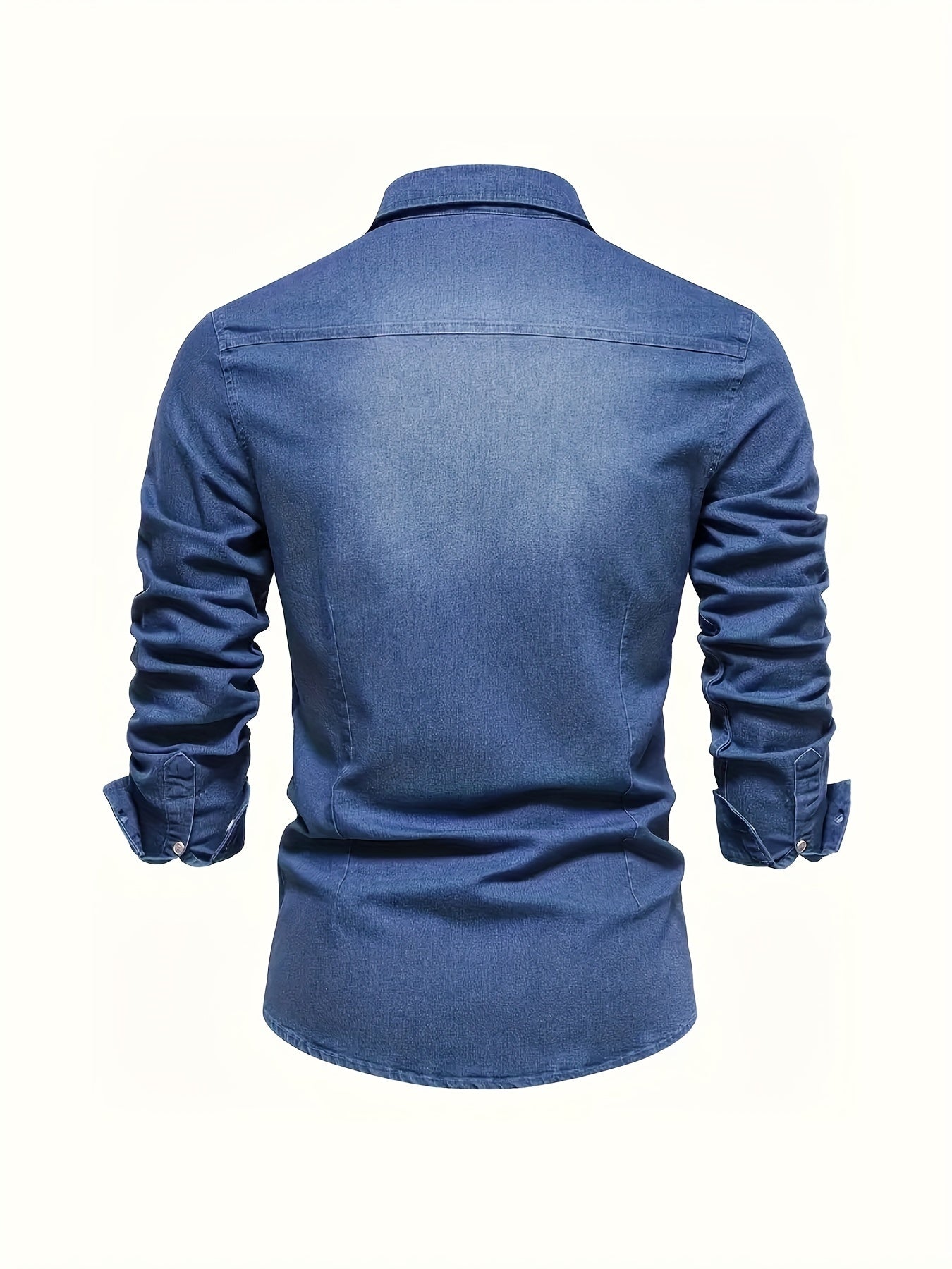 Men's blue long-sleeve denim western shirt