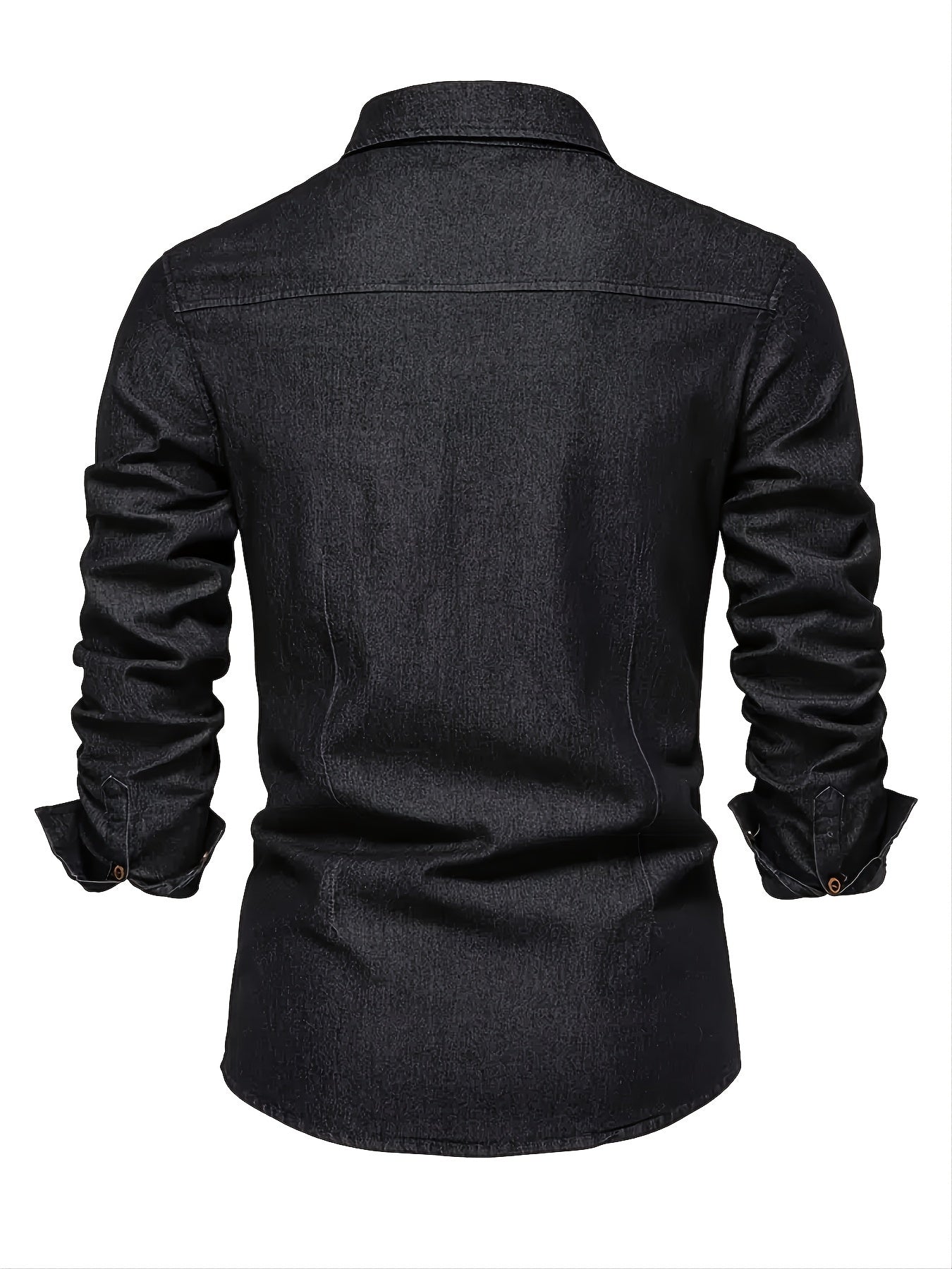 Men's blue long-sleeve denim western shirt