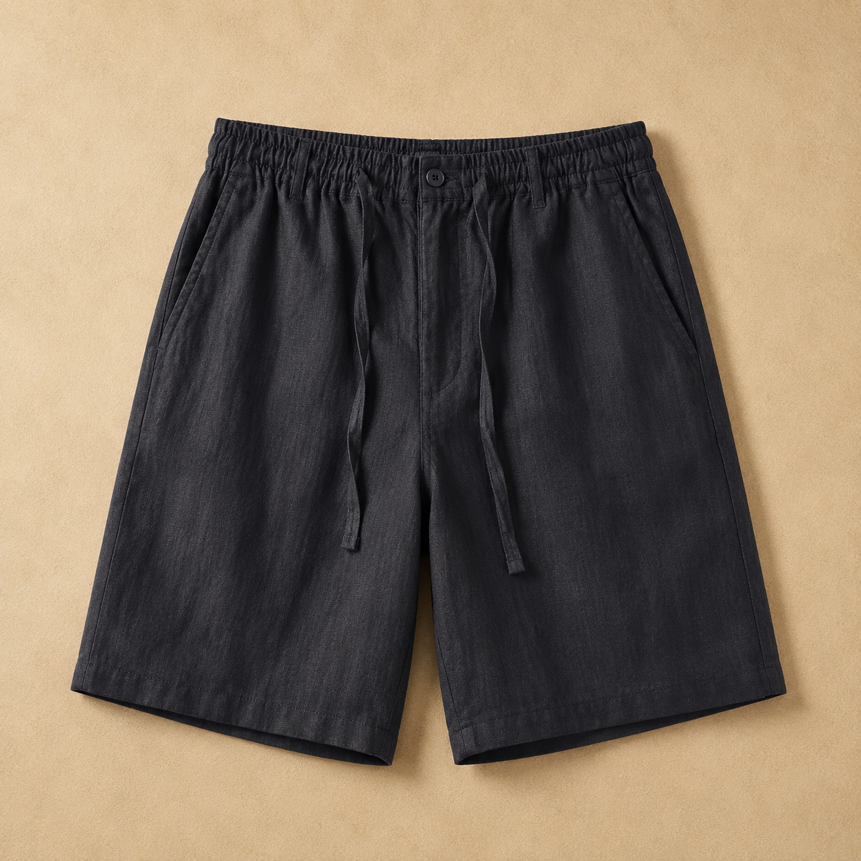 Men's white linen-blend drawstring shorts