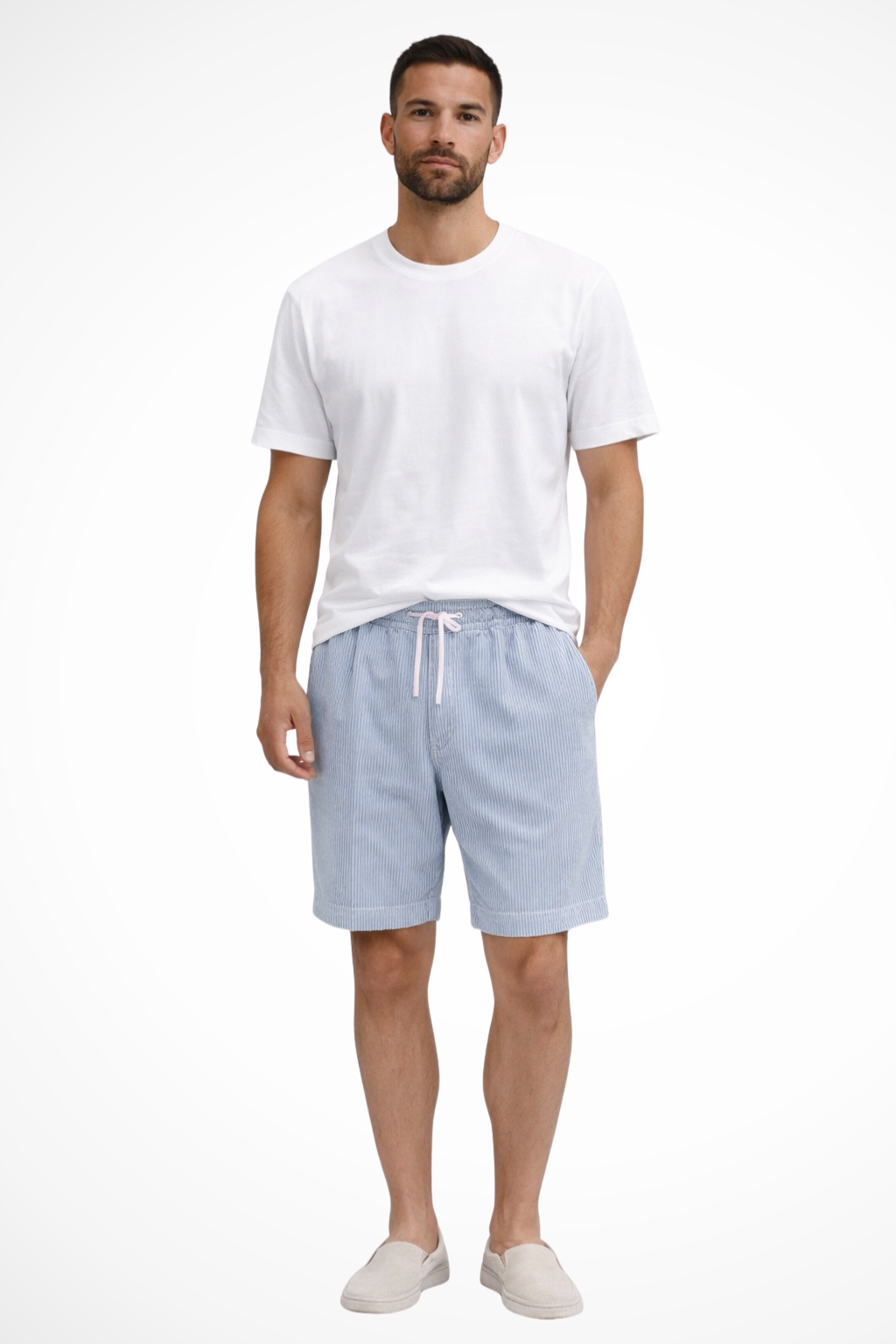 Men's relaxed cord drawstring casual shorts