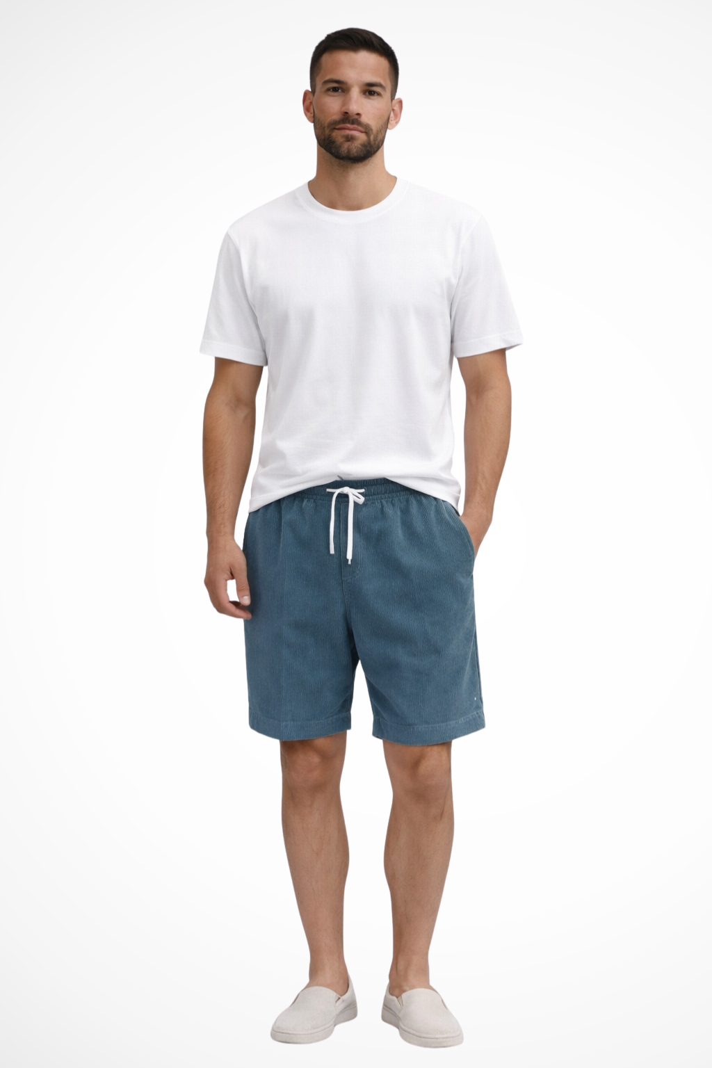 Men's relaxed cord drawstring casual shorts