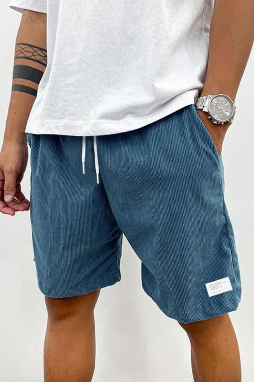 Men's relaxed cord drawstring casual shorts