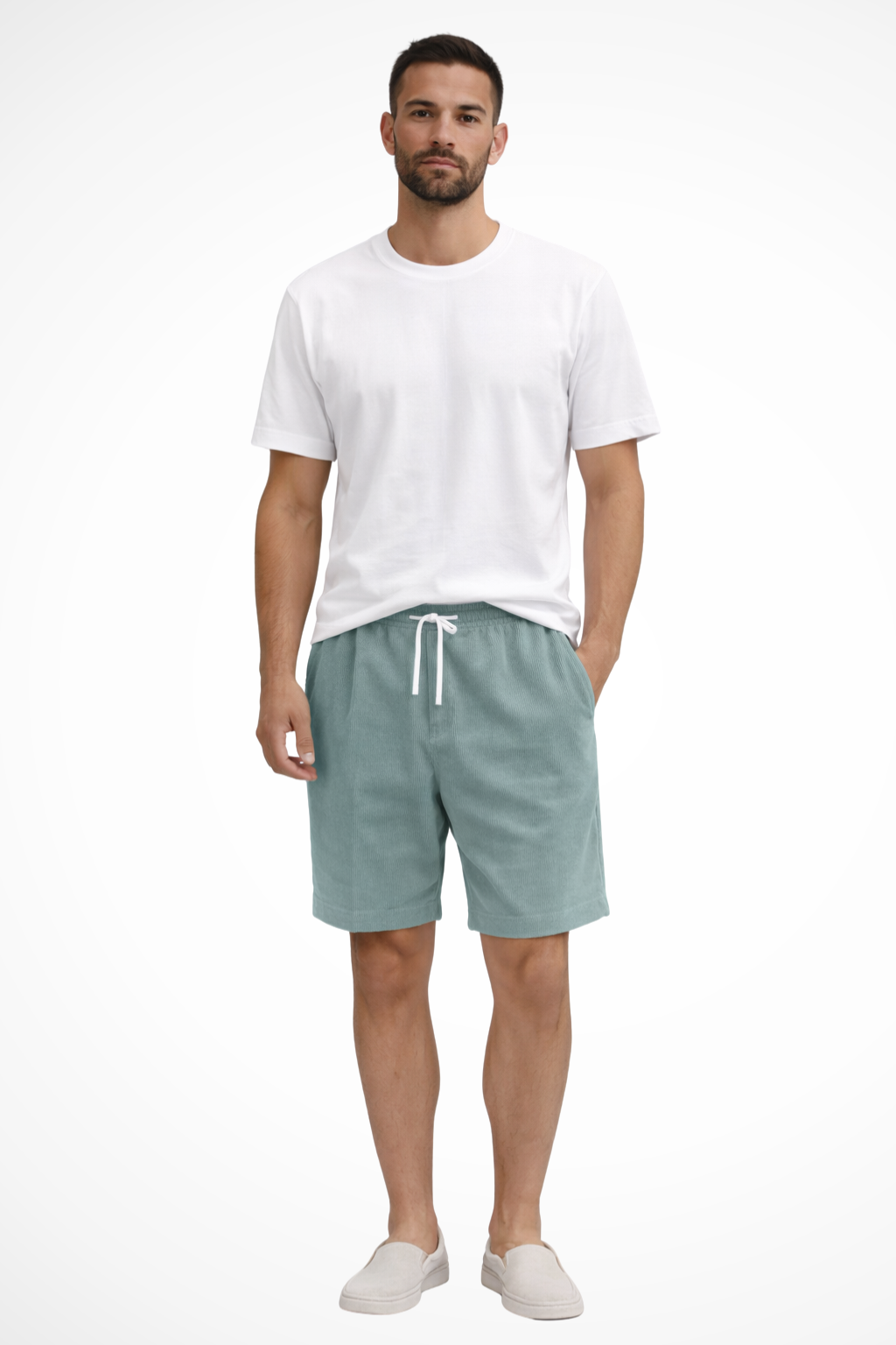 Men's relaxed cord drawstring casual shorts
