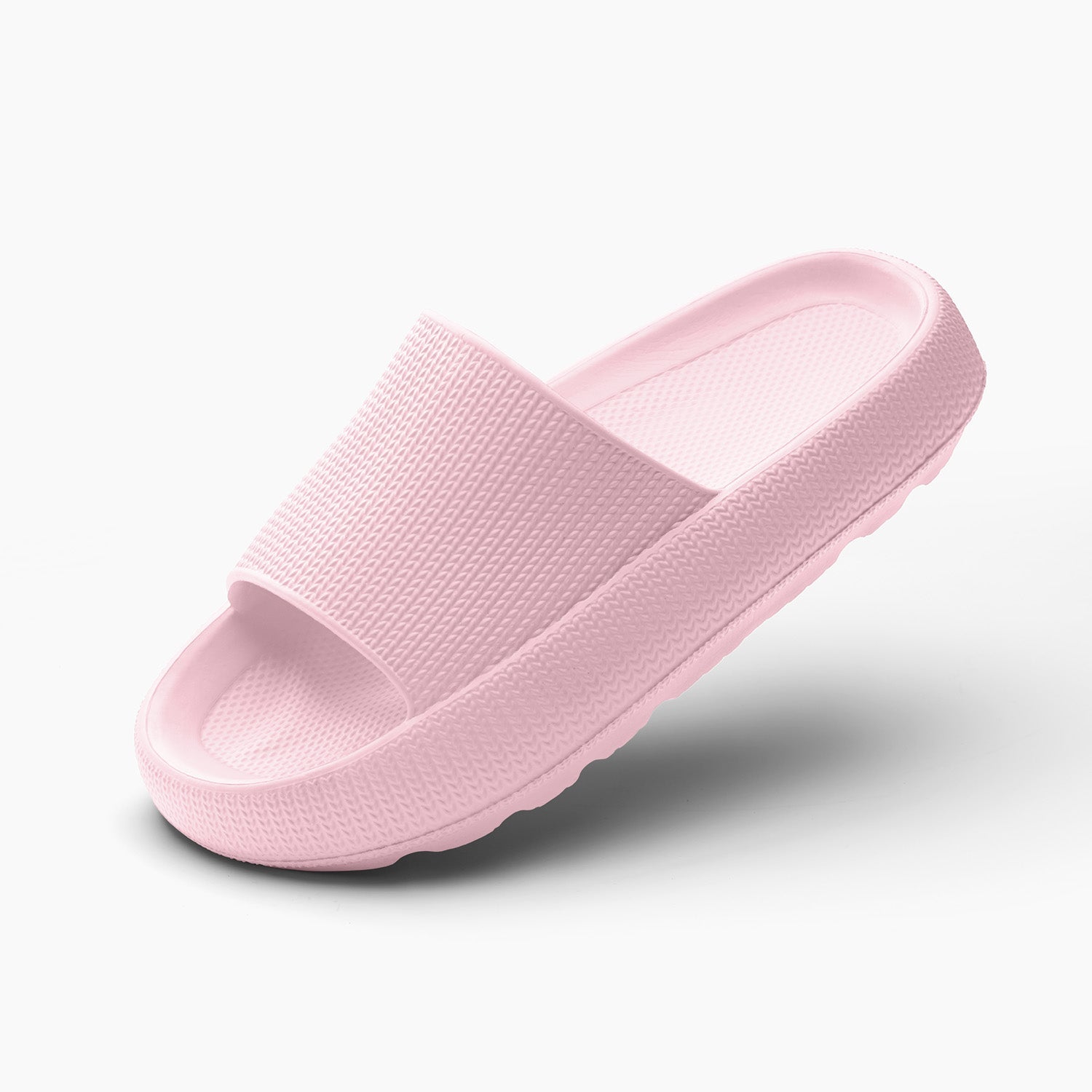 Women's light brown cushioned cloud slides with thick sole