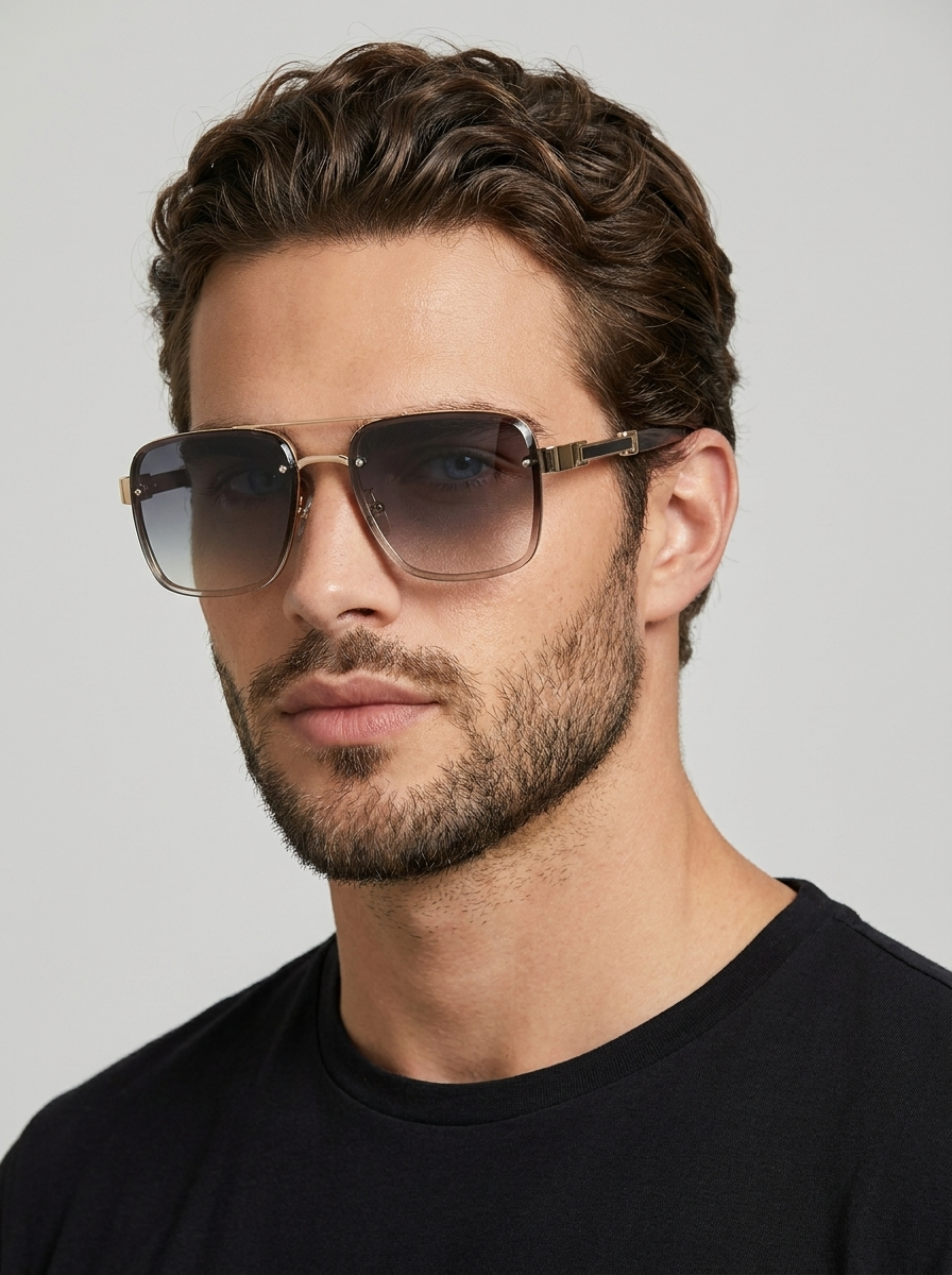Square Sunglasses with Slim Metal Frame