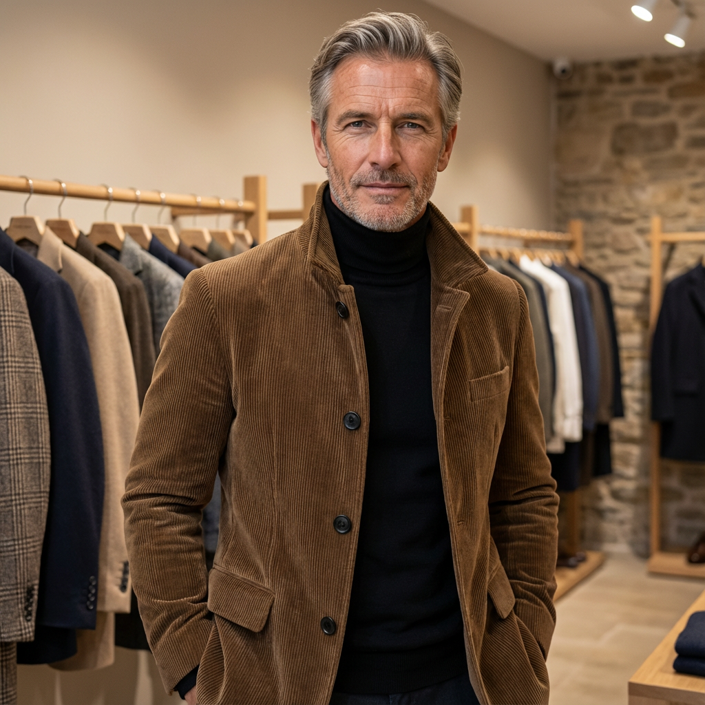 Men's grey structured tailored jacket with a classic menswear silhouette