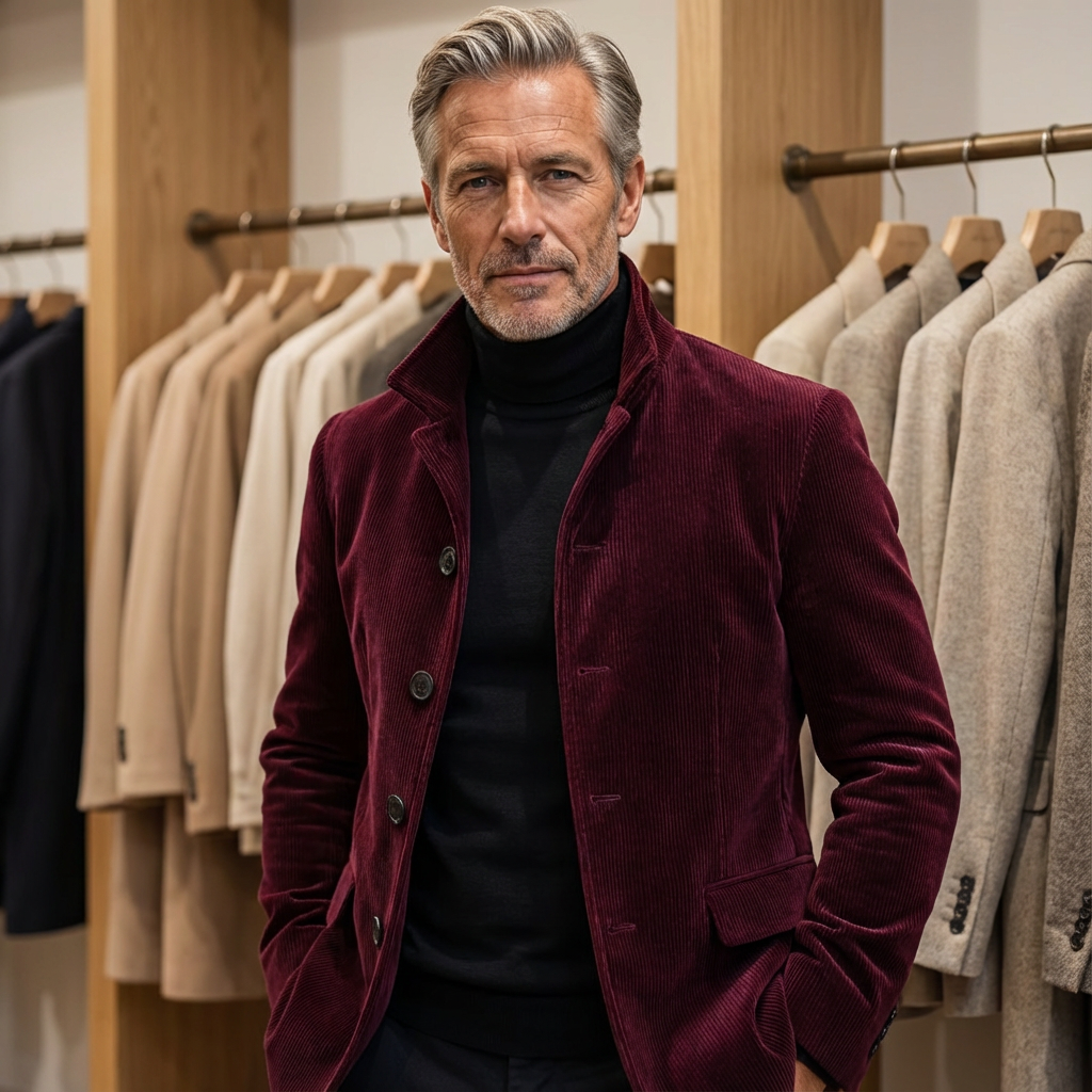 Men's grey structured tailored jacket with a classic menswear silhouette