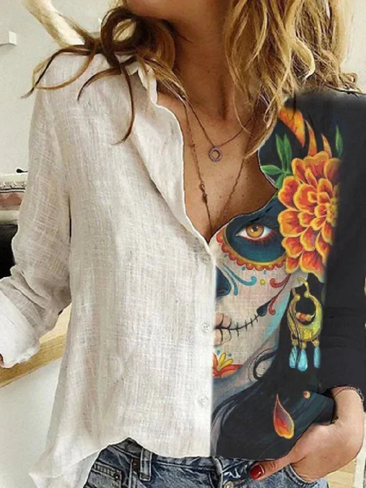 Effortless Floral Womens Blouse With Long Sleeves 8