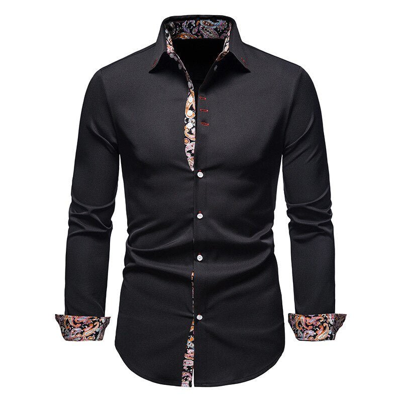 Effortless Men's Long Sleeve Shirt, Paisley Print 3