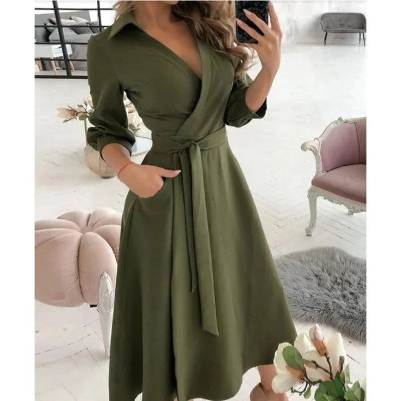 Effortless Women's Dress With Flattering Wrap Design 11