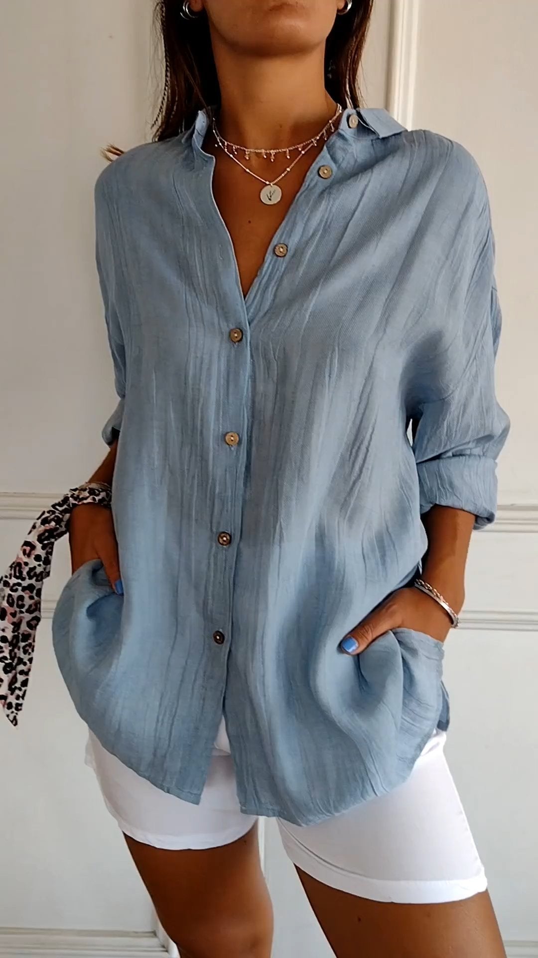 Elegant Womens Blouse With Ruffle Collar 0