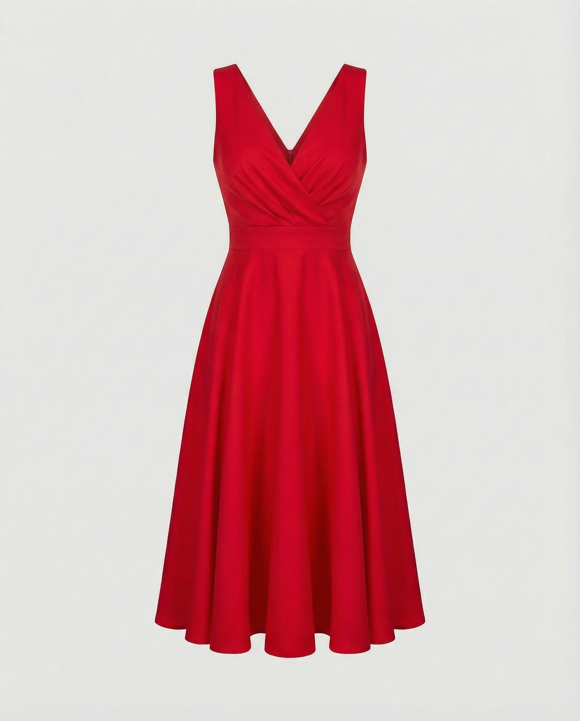 Ella | A-Line Midi Dress V Neck Sleeveless 0