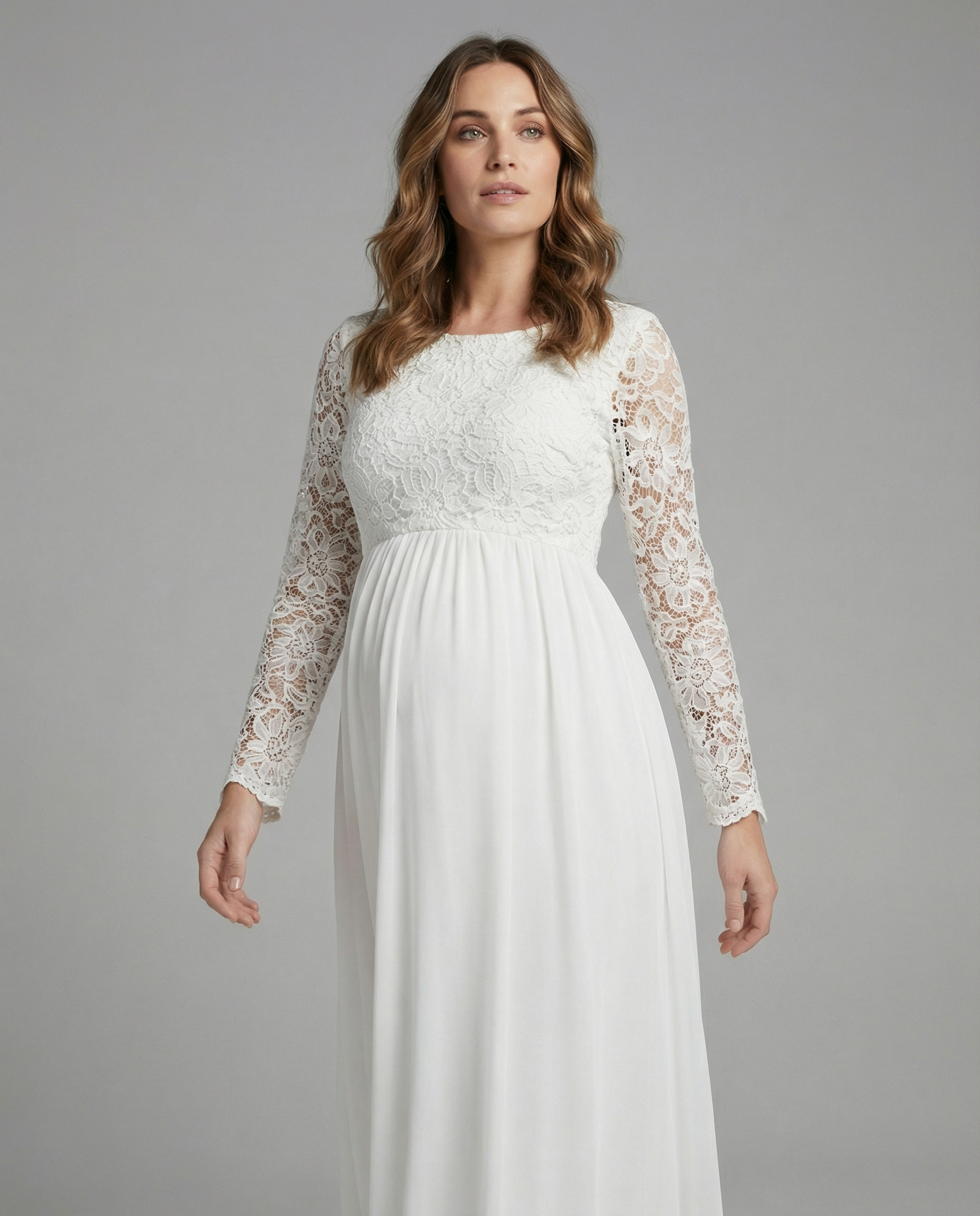 Ella | Maternity Dress Long Sleeve Lace Cutout 3