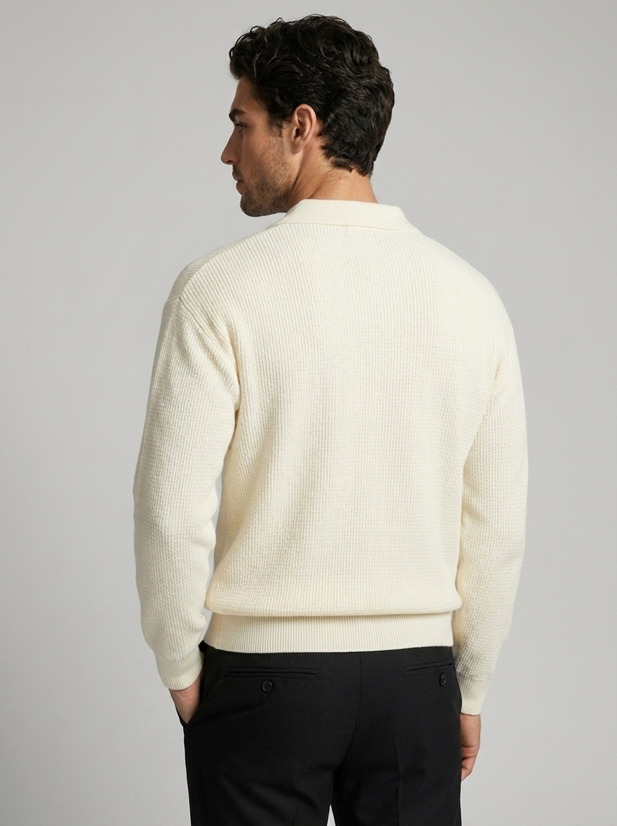 Knitted Polo Shirt with Long Sleeves