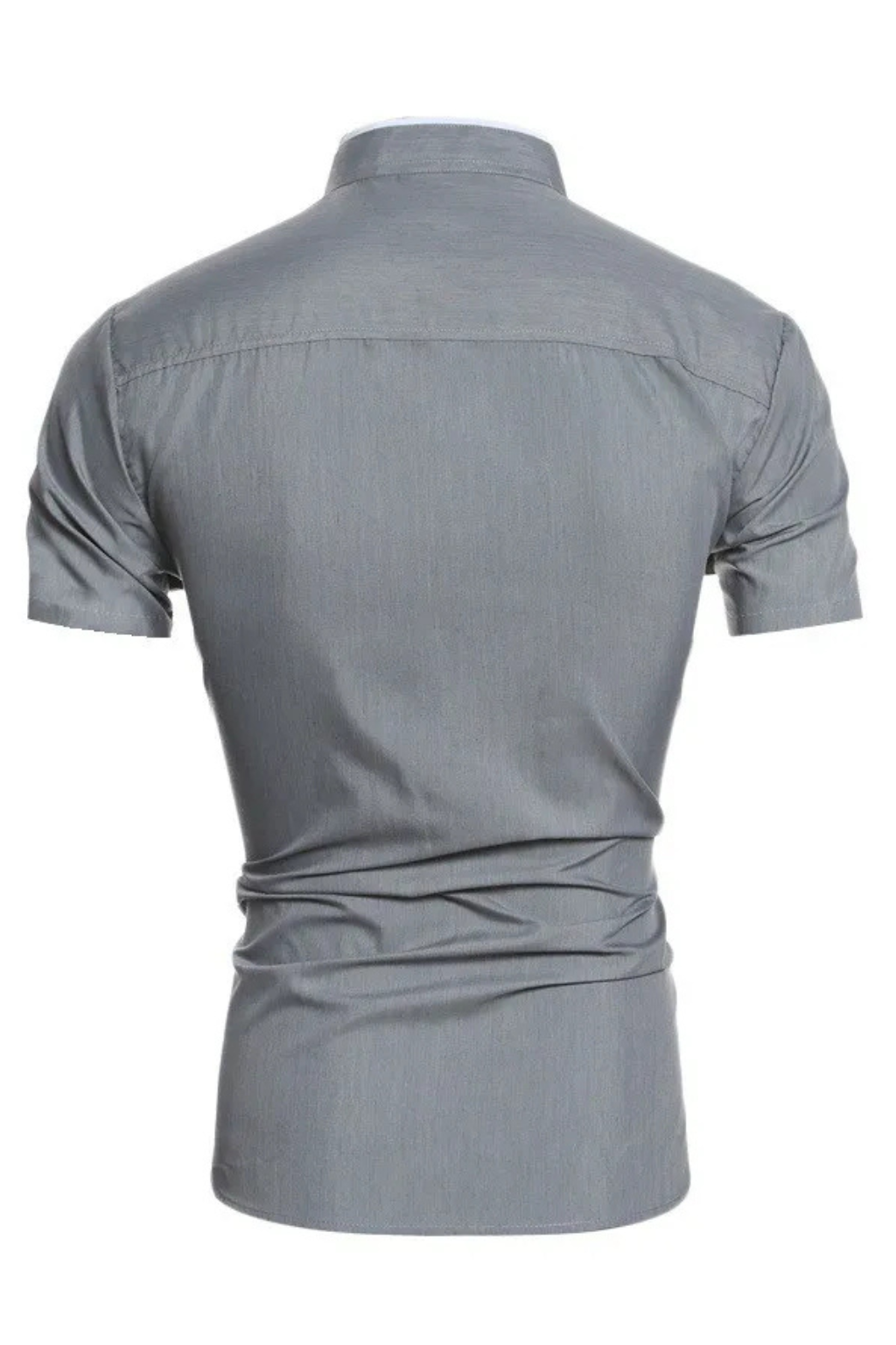 Men's slim fit short sleeve grandad collar shirt