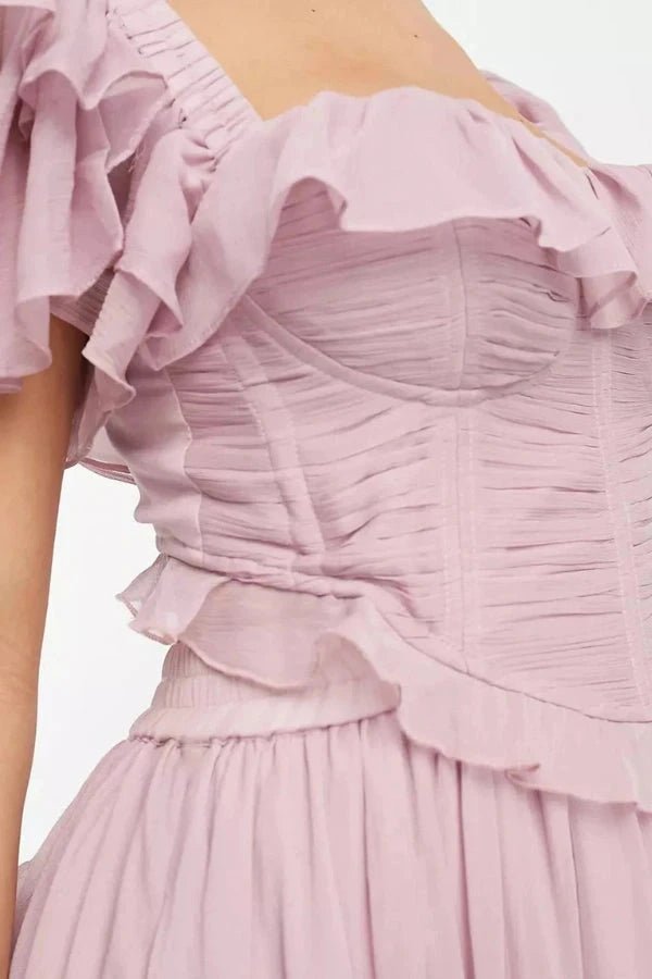 women's off shoulder midi dress with tiered ruffles