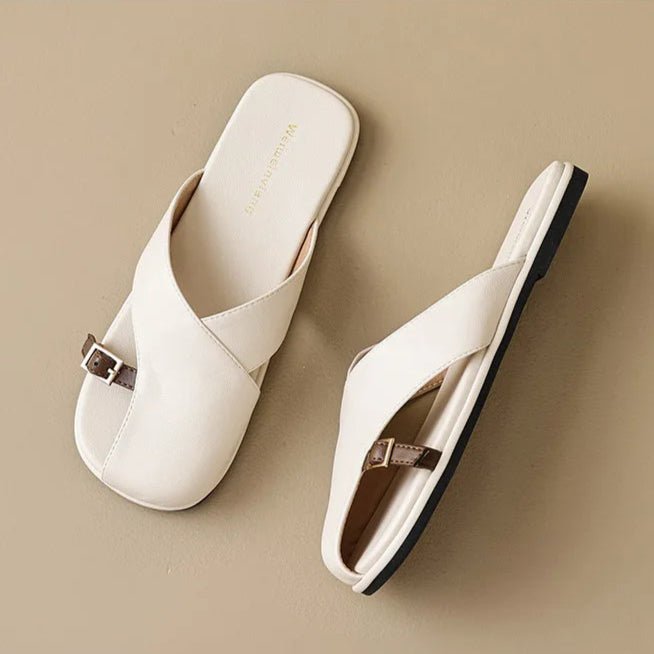 Fisherman Sandals Cross-Strap Square Toe Slides 0