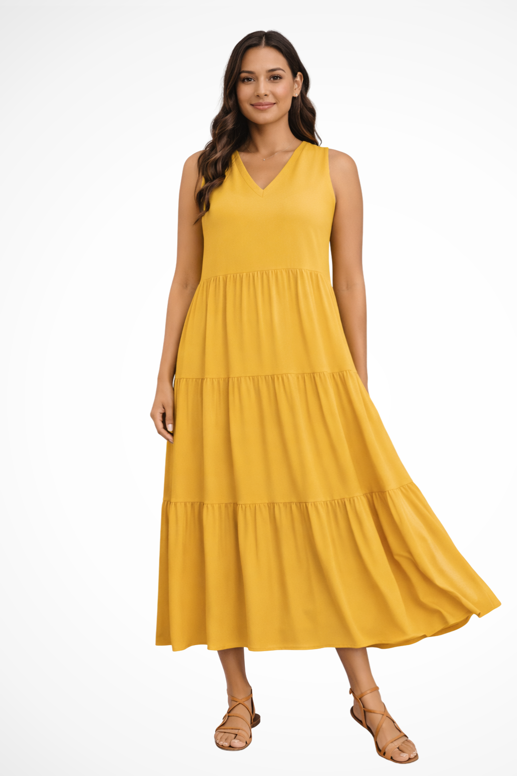 Women's v-neck tiered maxi sundress for summer