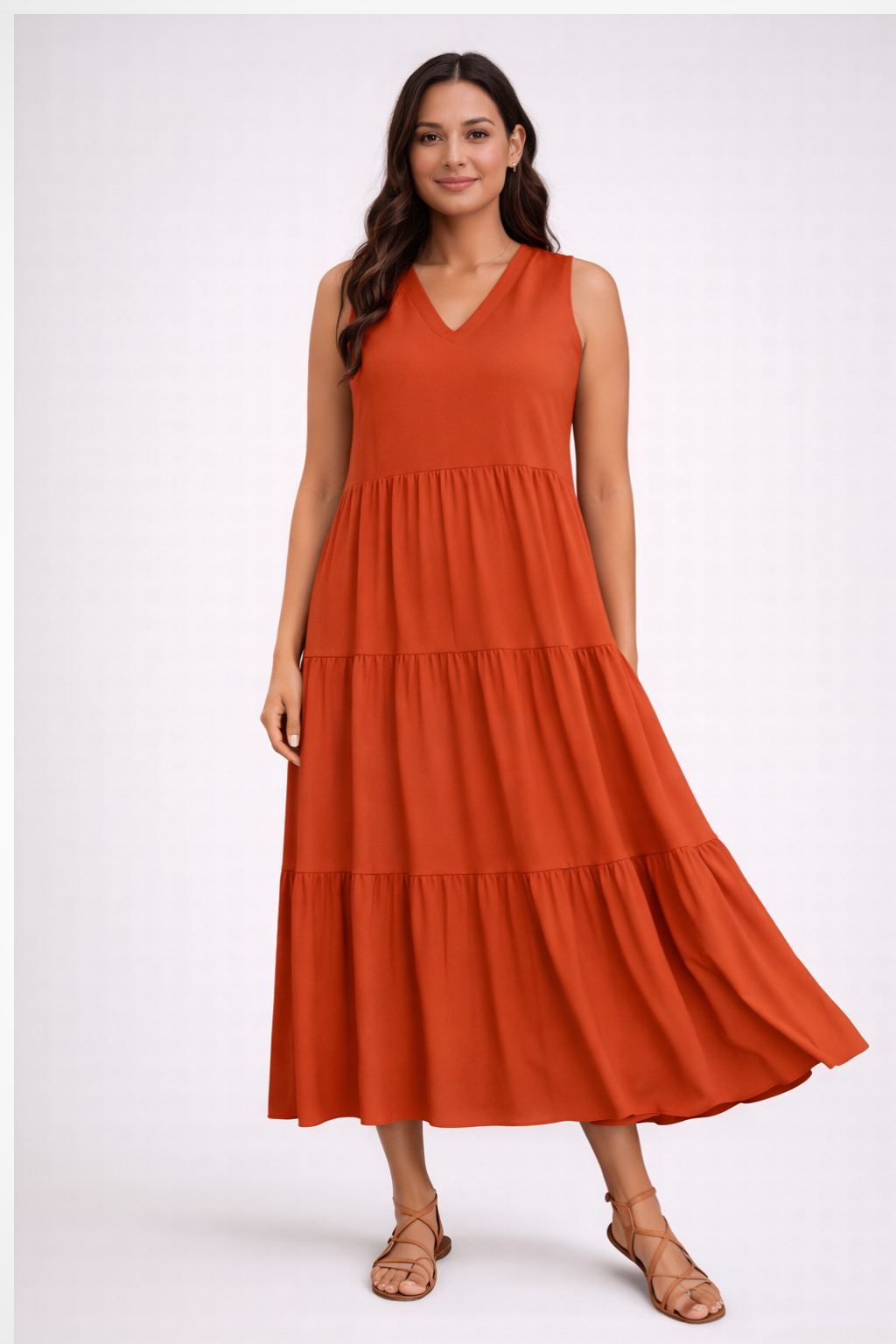 Women's v-neck tiered maxi sundress for summer