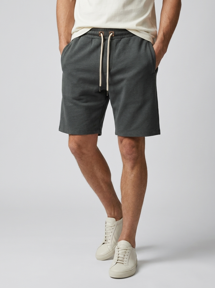 Jersey Sweat Shorts with Drawstring and Pockets