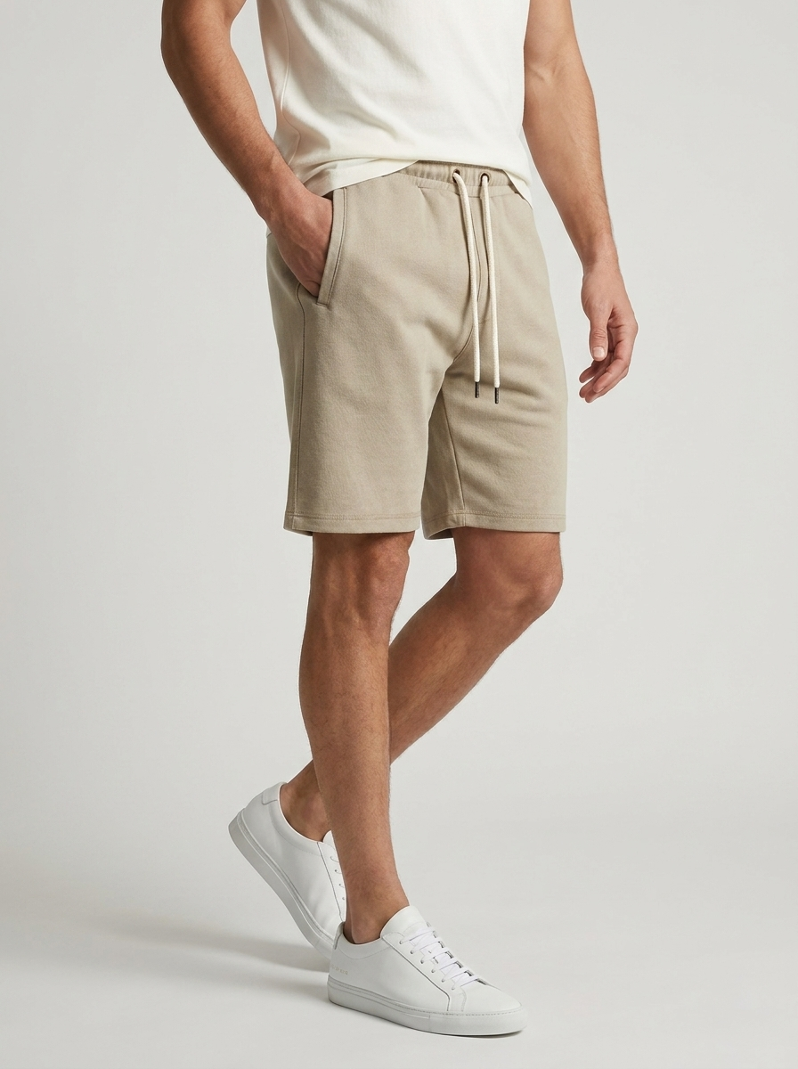 Jersey Sweat Shorts with Drawstring and Pockets