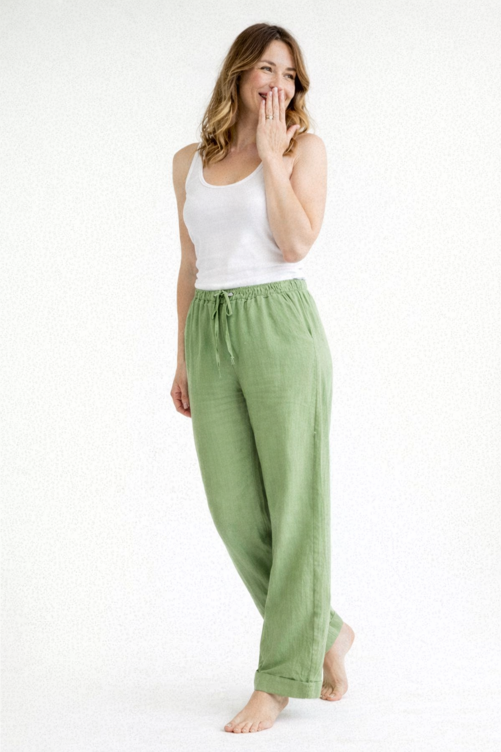 High-Waist Loose Fit Trousers with Drawstring 1