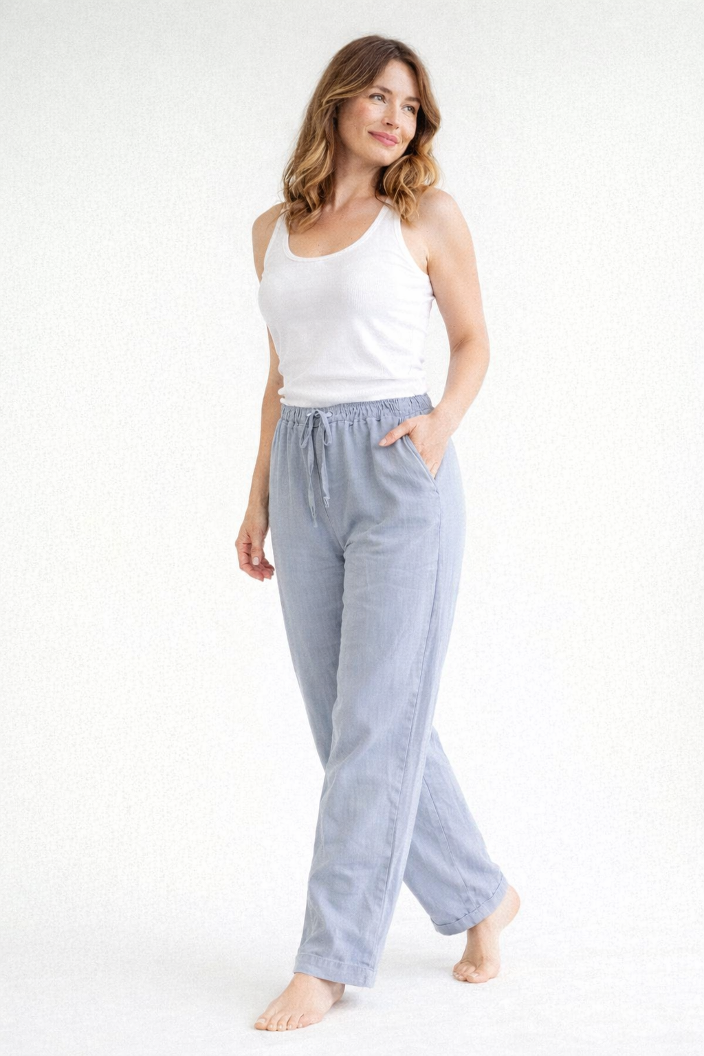 High-Waist Loose Fit Trousers with Drawstring 3