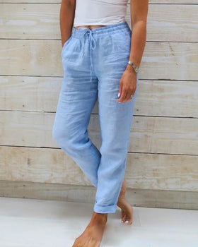 High-Waist Loose Fit Trousers with Drawstring 4